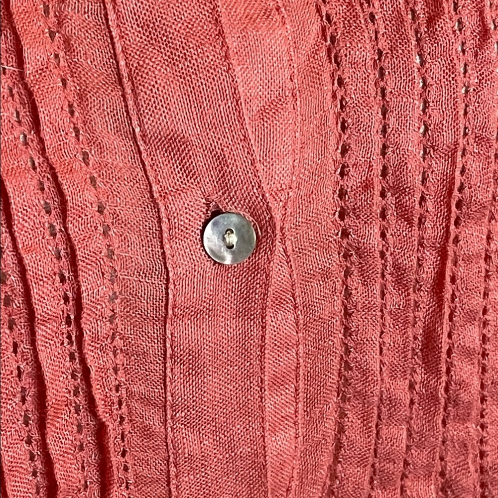 J.Jill Linen Pintuck Button Shirt Coral Pink Petite M - Picture 3 of 7